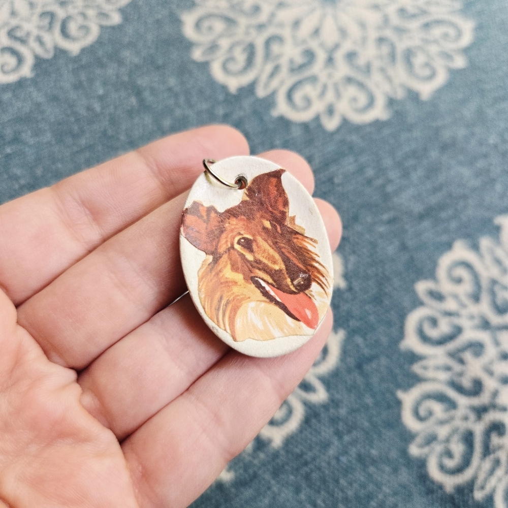 Vintage Collie Dog Pendant
